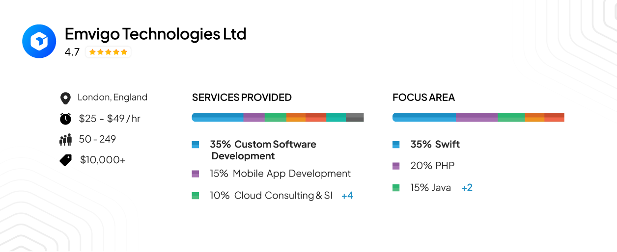 Emvigo Service provided and focus area