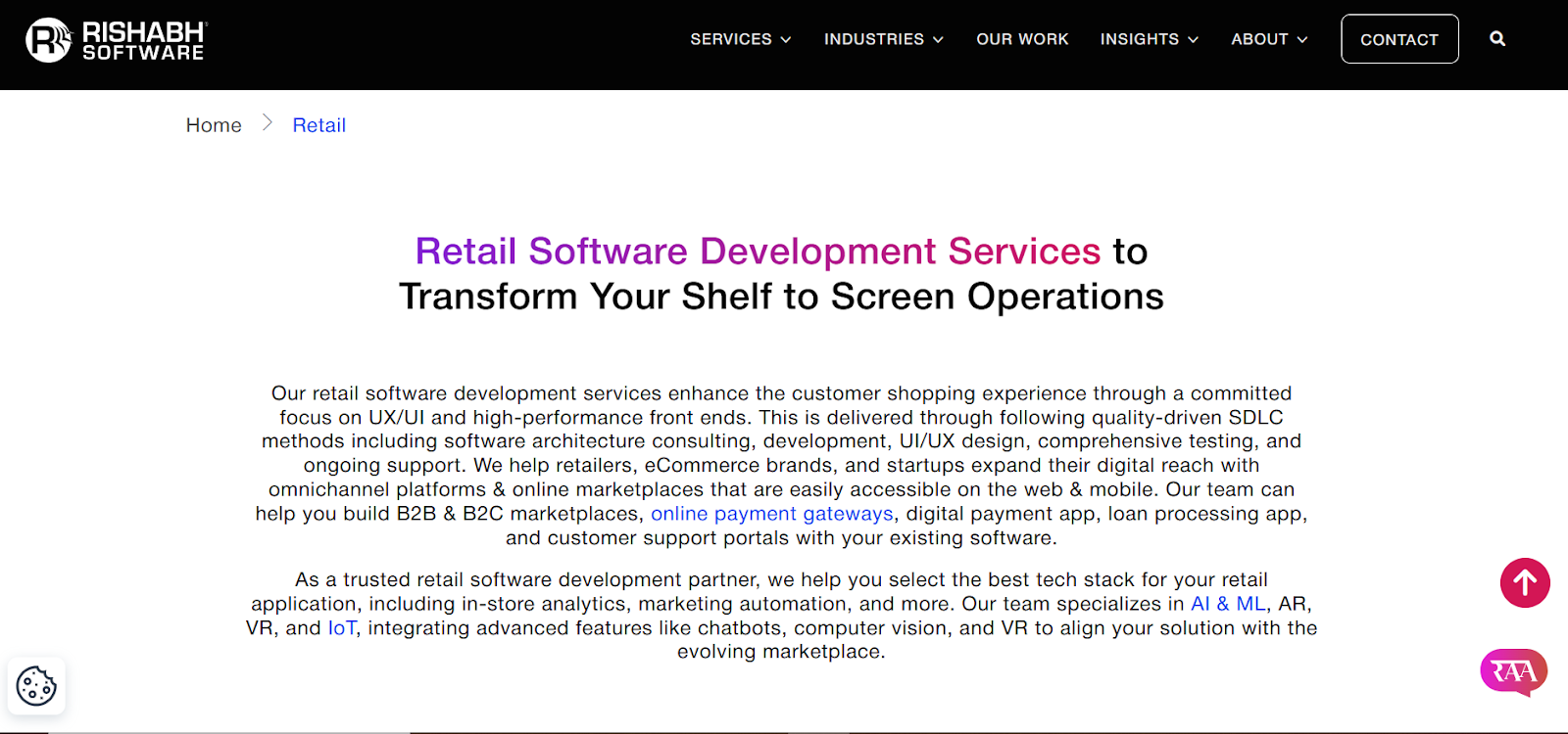 Retail technology company with customer focus – Rishabh Software