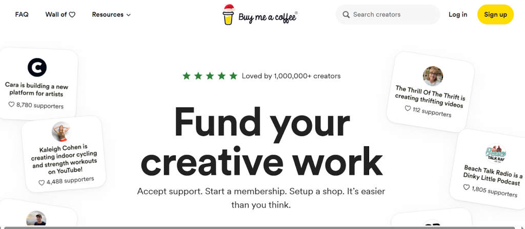 subscription platforms for creators- Buy Me a coffee